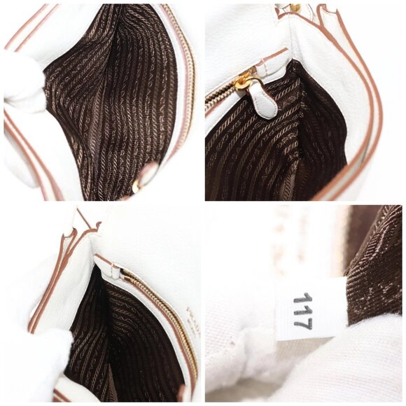 PRADA Shoulder Bag Leather White Gold Auth ep11182 - Picture 15 of 16